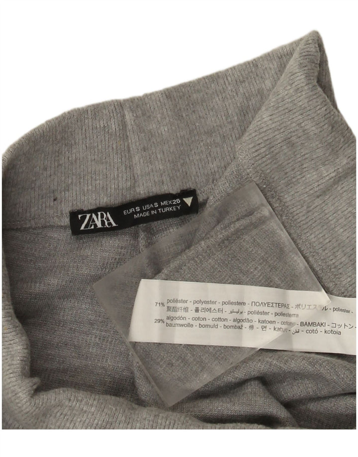 Zara Pantalon De Survêtement Femme UK 8 Small Gris Moucheté Polyester