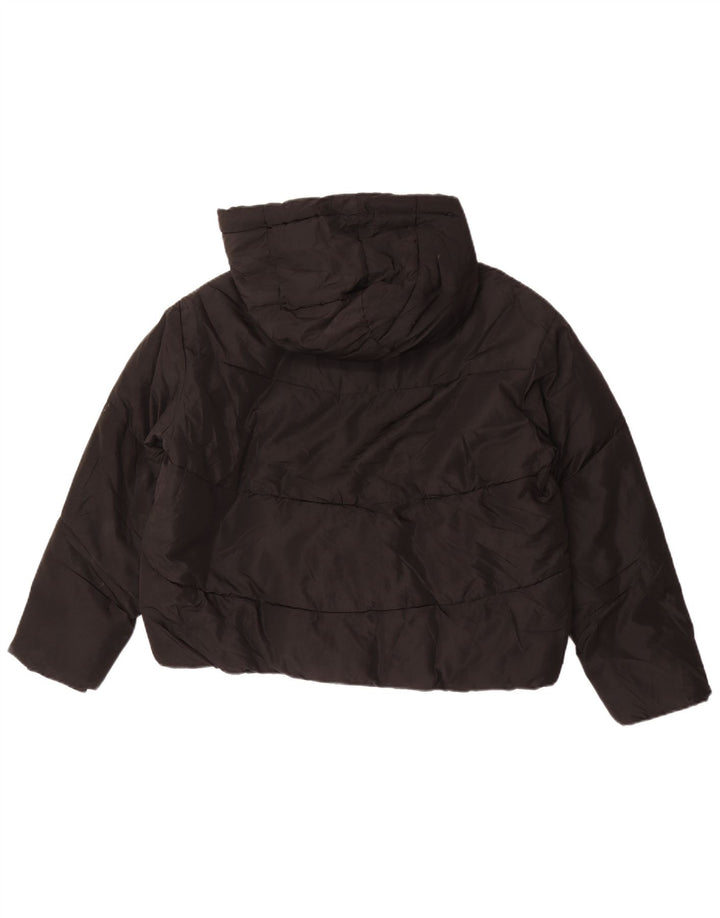 Zara Veste matelassée à capuche surdimensionnée pour femme UK 10 Small Noir Polyester
