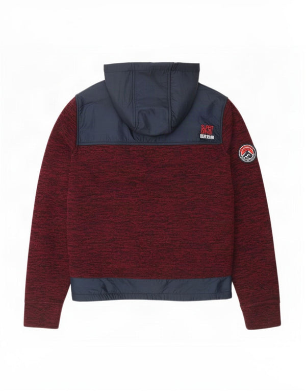 Superdry Pull à capuche zippé pour homme Large en polyester color block bordeaux