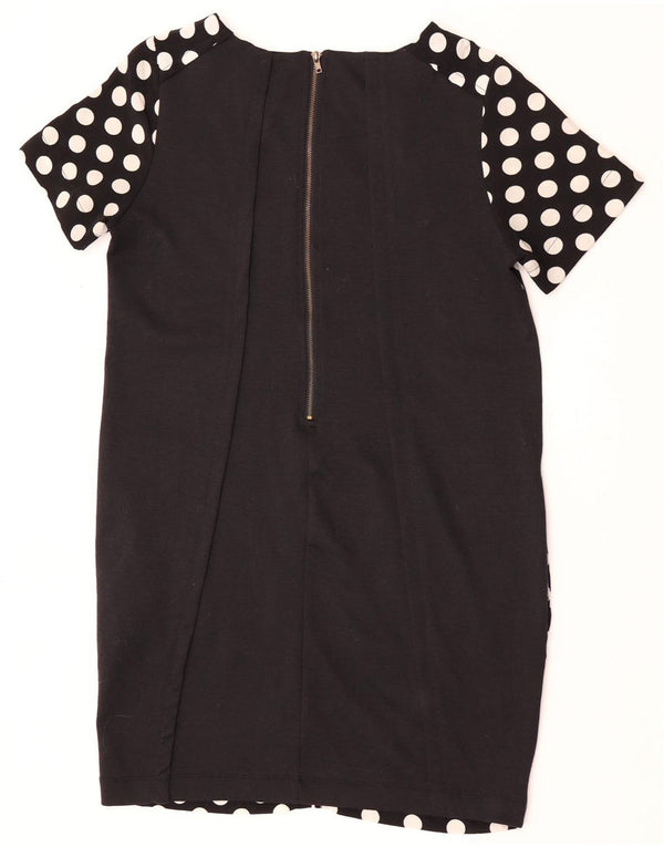 Zara Robe droite pour femme UK 12 Polyester noir moyen à pois