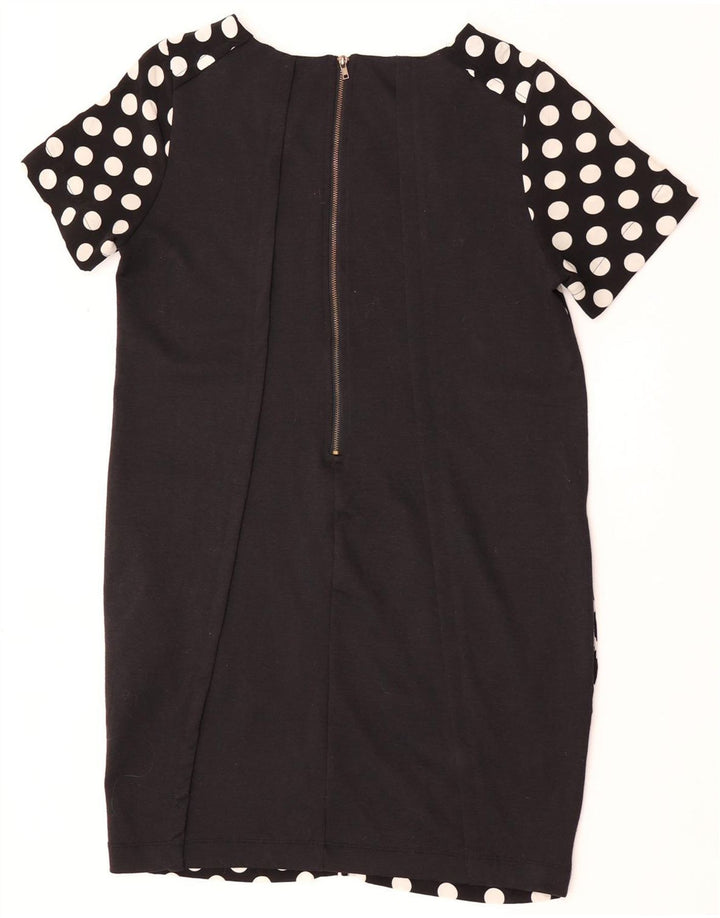 Zara Robe droite pour femme UK 12 Polyester noir moyen à pois