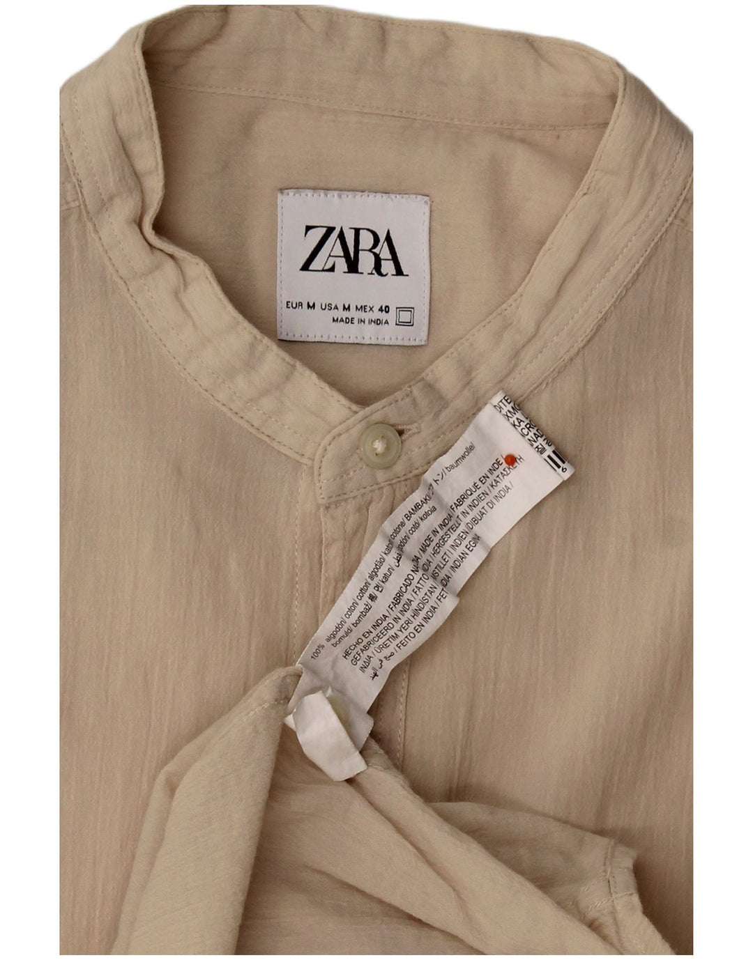 ZARA Chemise Homme Beige Moyen Coton