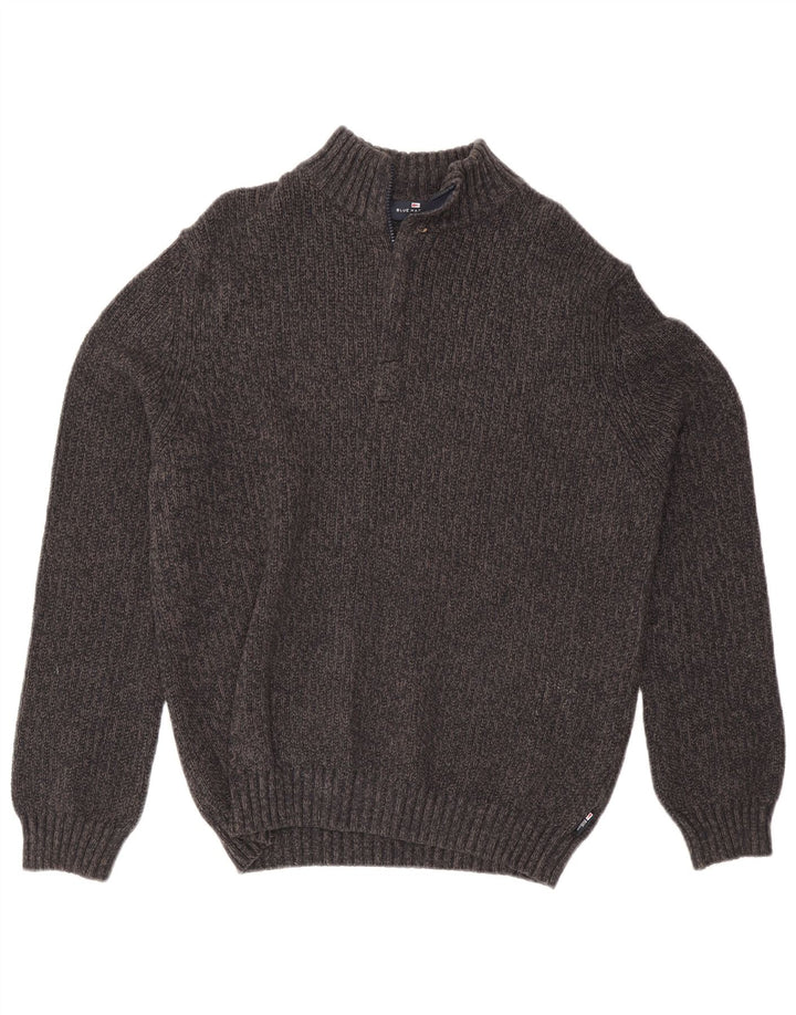 Marks & Spencer Pull Bleu Harbor Zip Neck Homme Gris Moyen Soie