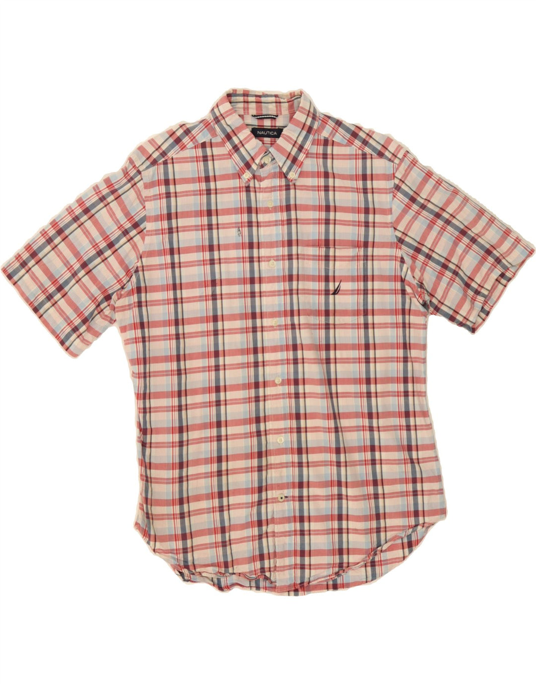 NAUTICA Mens Short Sleeve Shirt Large Red Check Cotton Vintage Nautica and Second-Hand Nautica from Messina Hembry 