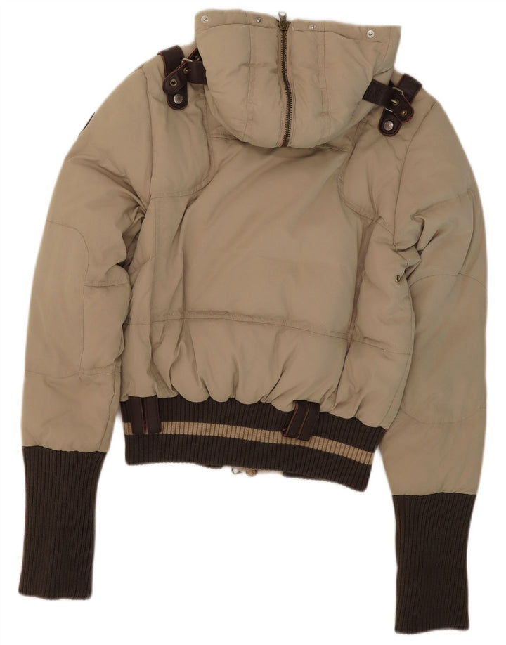 Frankie Morello Veste matelassée à capuche pour femme IT 42 Small Beige Polyester