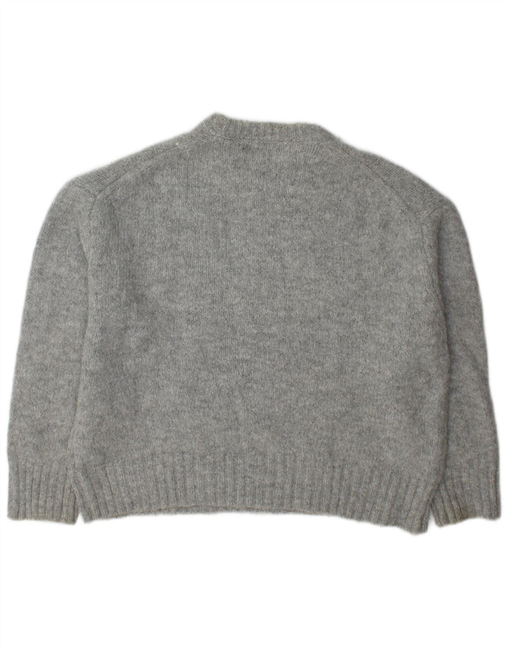 Zara Pull surdimensionné à col rond pour femme UK 14 Acrylique gris moyen