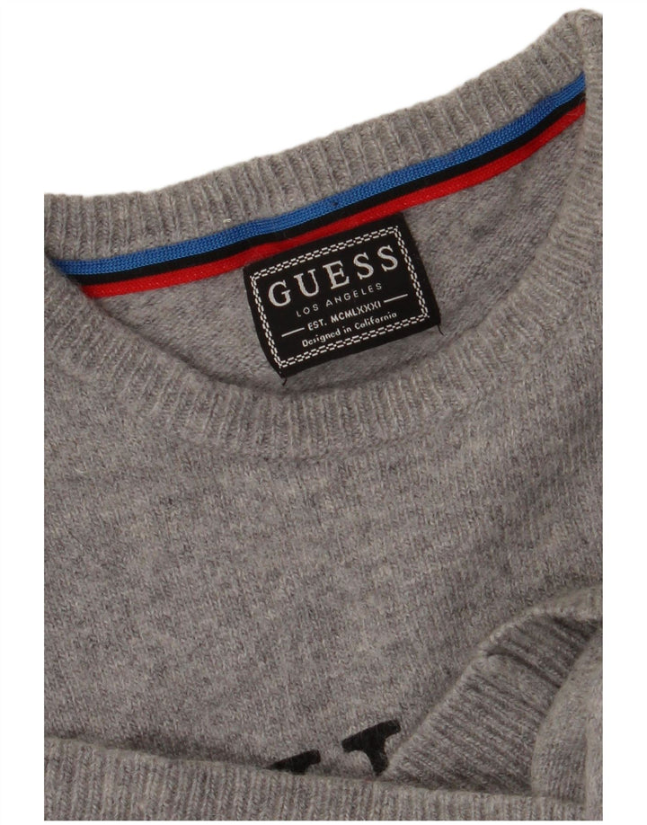Guess Pull graphique à col rond pour homme, petit gris