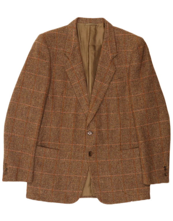 vintage Homme 2 Bouton Blazer Veste IT 50 Grande laine à carreaux marron