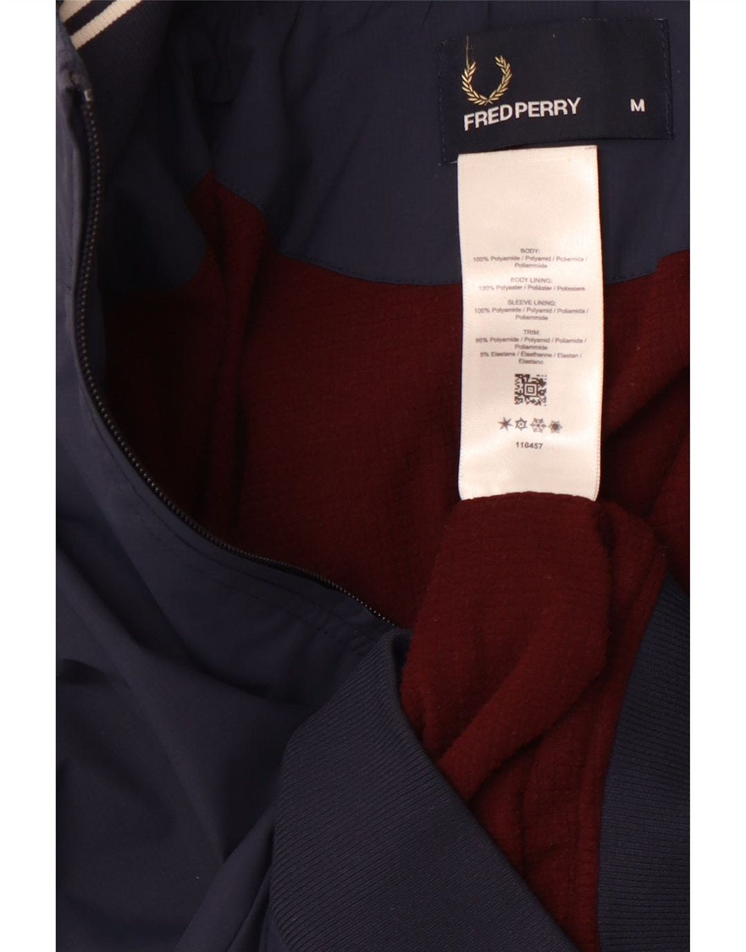 FRED PERRY Veste Bomber Homme UK 38 Bleu Marine Moyen Polyamide