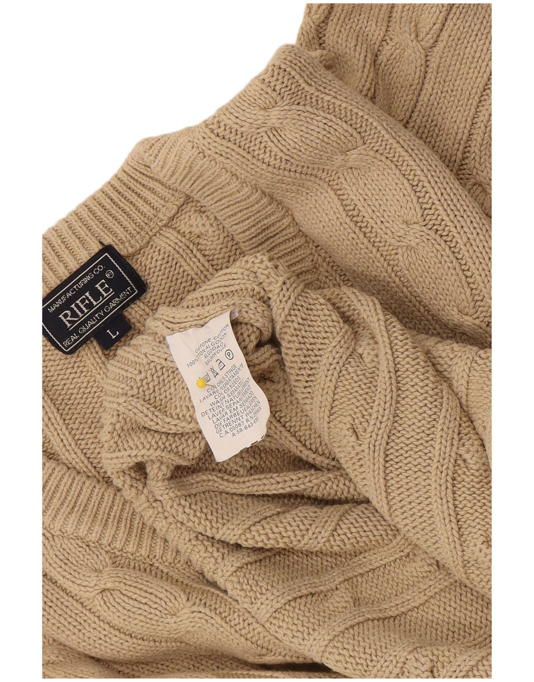 Rifle Pull col V pour Homme en Coton Beige Large