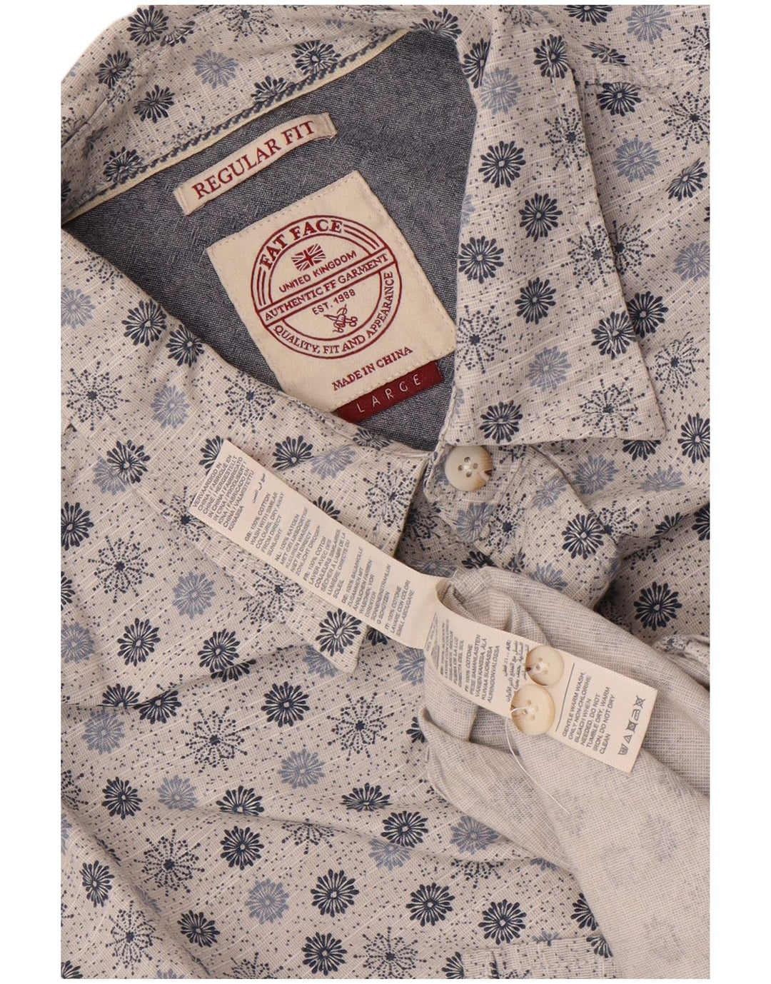 Fat Face Chemise Regular Fit Homme Grand Bleu Floral Coton