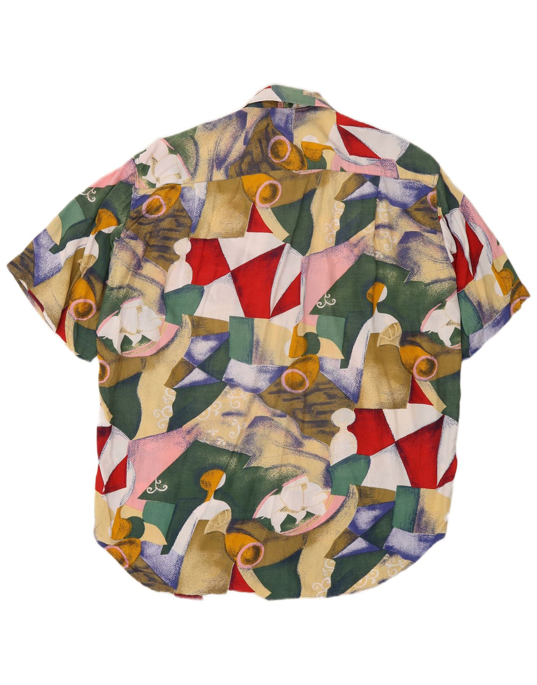 Chemise à manches courtes vintage pour hommes moyen géométrique multicolore