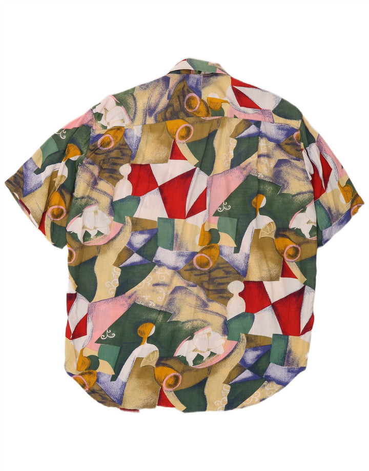 Chemise à manches courtes vintage pour hommes moyen géométrique multicolore