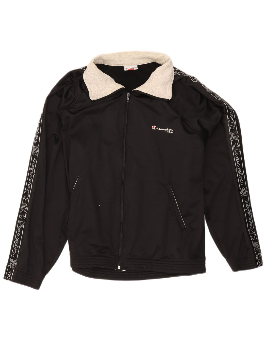 Champion Veste de survêtement graphique pour homme Taille L en polyester noir