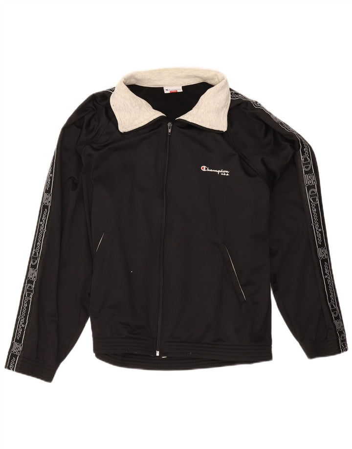 Champion Veste de survêtement graphique pour homme Taille L en polyester noir