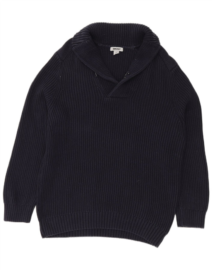 DKNY Pull col châle pour homme XL Bleu marine