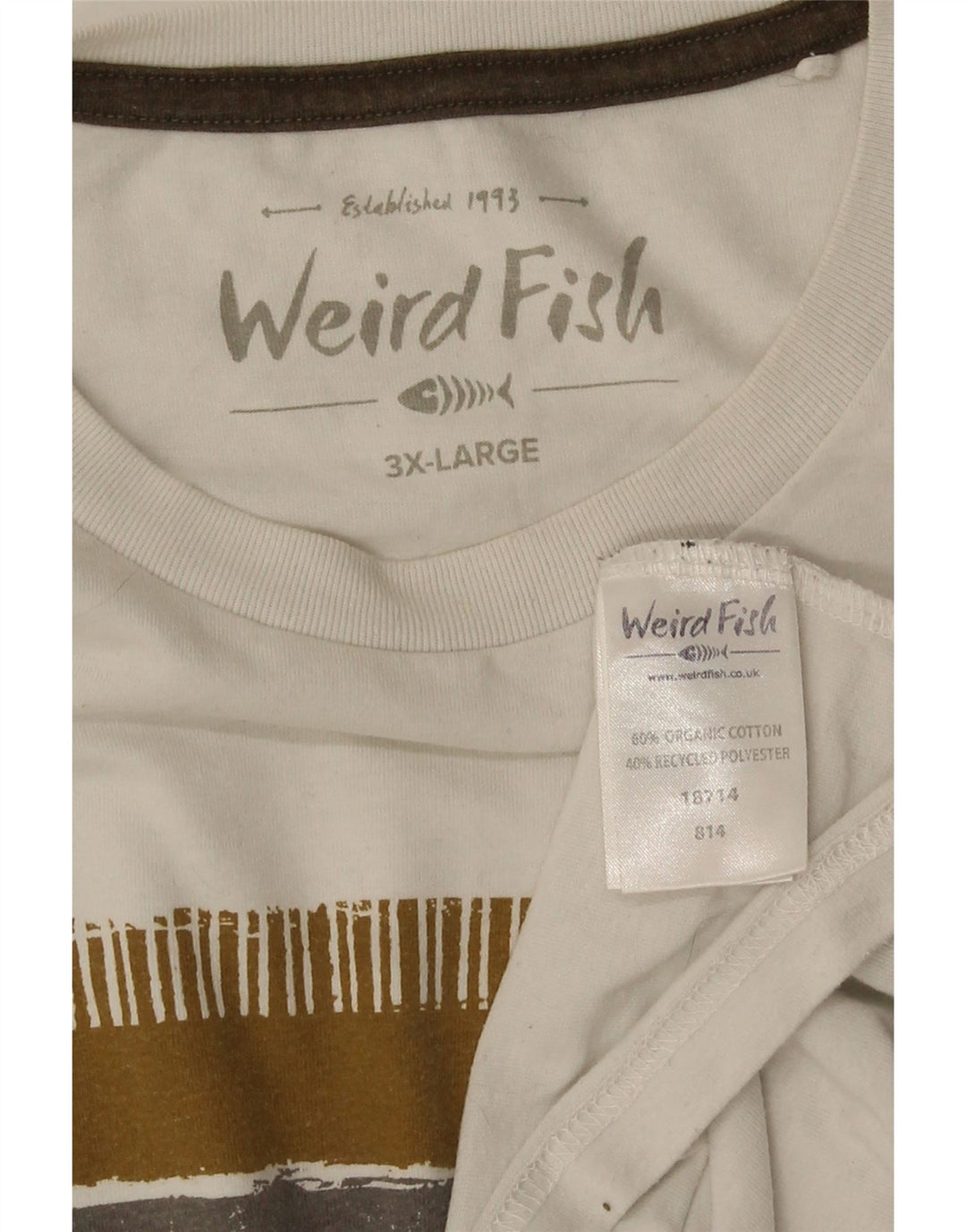 WEIRD FISH T-Shirt graphique homme haut 3XL coton blanc