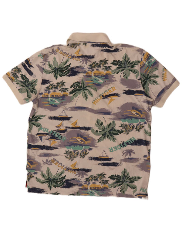 Tommy Hilfiger Polo graphique homme XL blanc cassé coton hawaïen