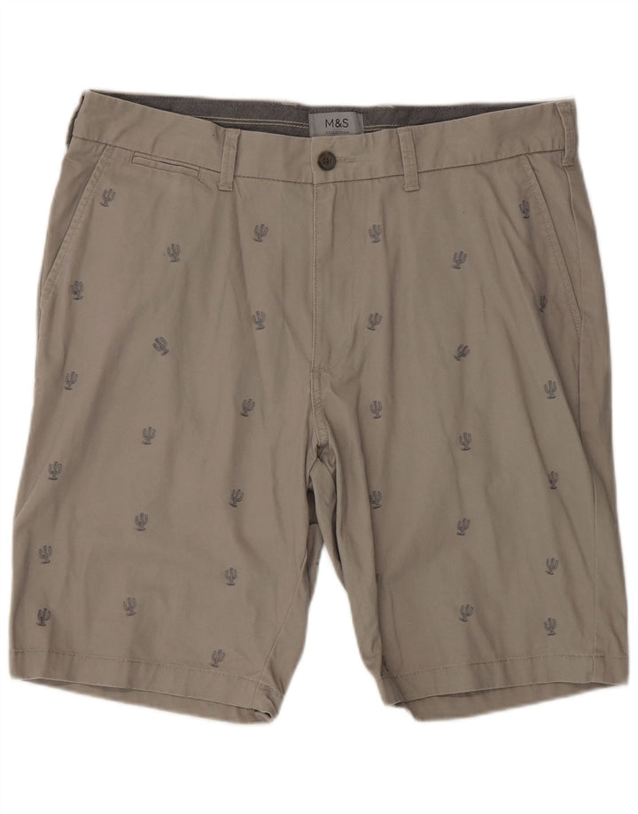 MARKS & SPENCER Short Chino Homme W36 Grand Gris Coton Taché