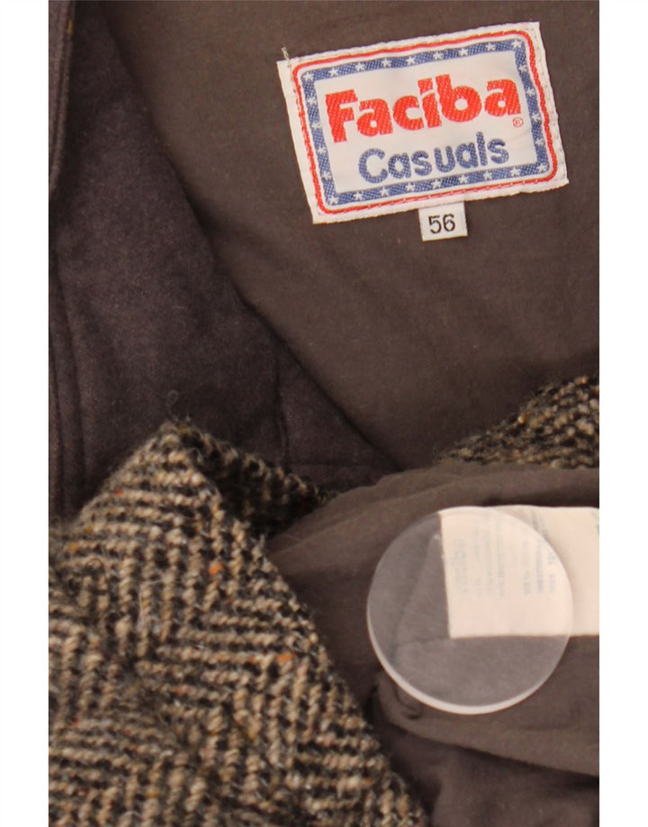 Faciba Blouson Bomber Homme IT 56 3XL Marron Colourblock Laine