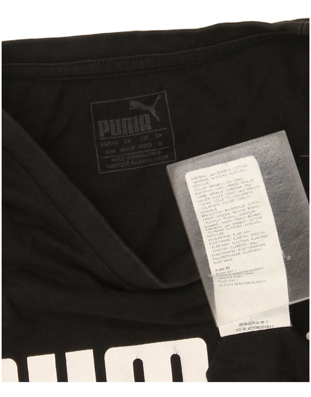 Puma T-Shirt Graphique Homme Noir Moyen Coton