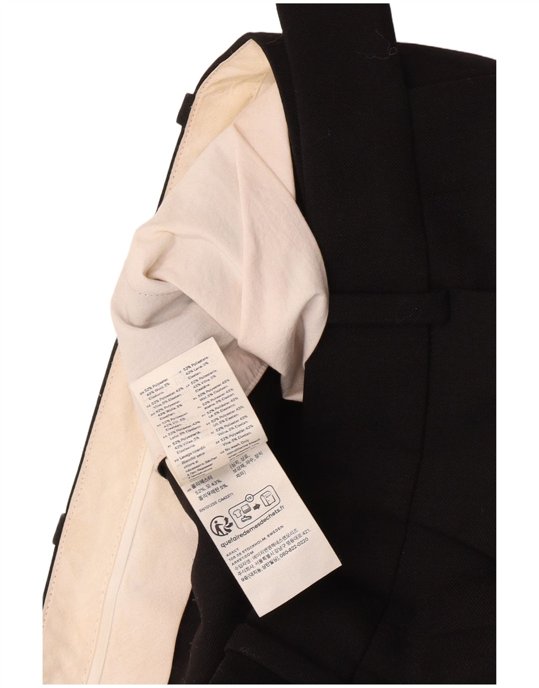 Pantalon de costume droit femme vintage EU 38 Moyen W28 L30 Polyester Noir