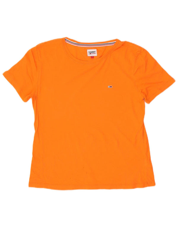 Tommy Hilfiger T-Shirt Femme Top UK 10 Petit Orange Coton