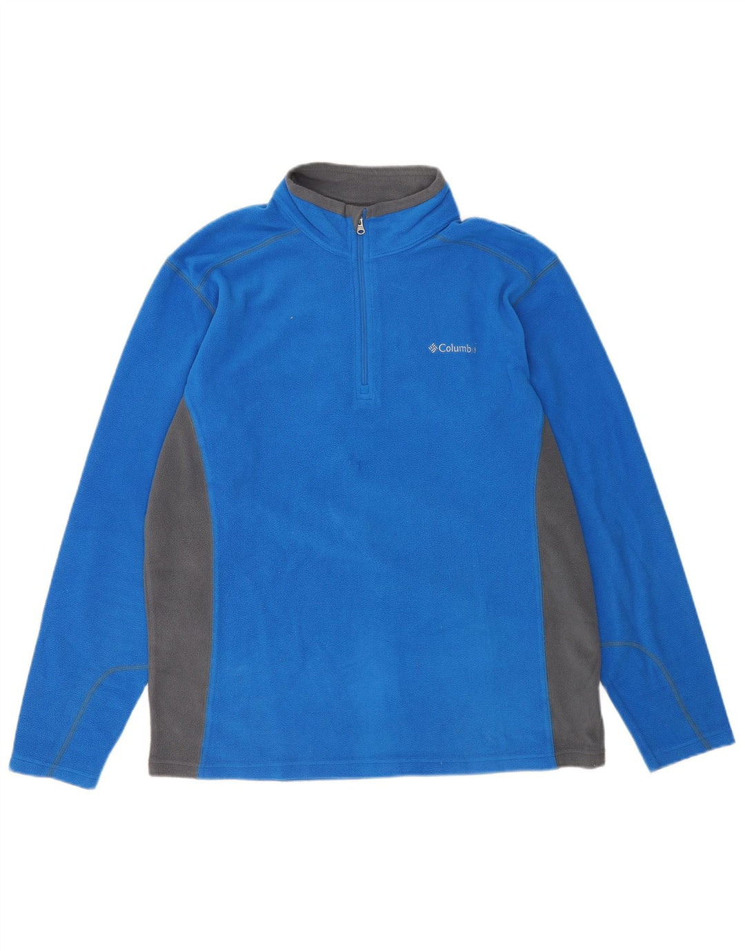 Columbia Pull polaire à col zippé pour homme, grand, bleu, color block, polyester