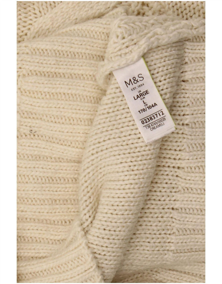 Marks & Spencer Pull à col roulé pour femme UK 16 Large Blanc cassé