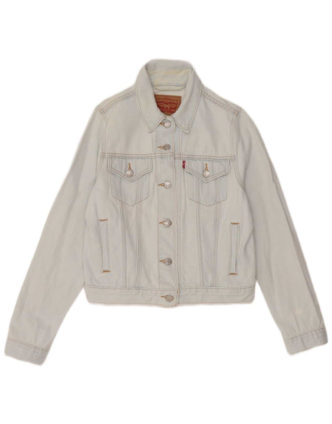 Levi's Veste en Jean Crop Femme UK 12 Bleu Moyen Coton
