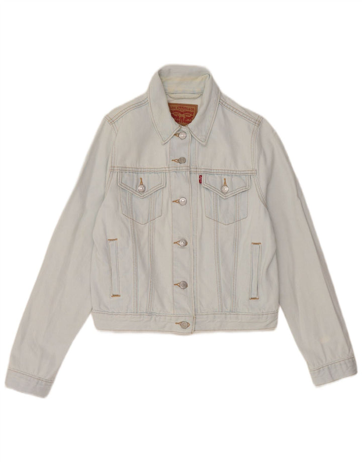Levi's Veste en Jean Crop Femme UK 12 Bleu Moyen Coton