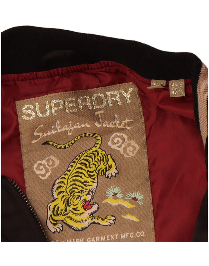Superdry Veste de survêtement graphique pour femme UK 16 Large Marron Colourblock