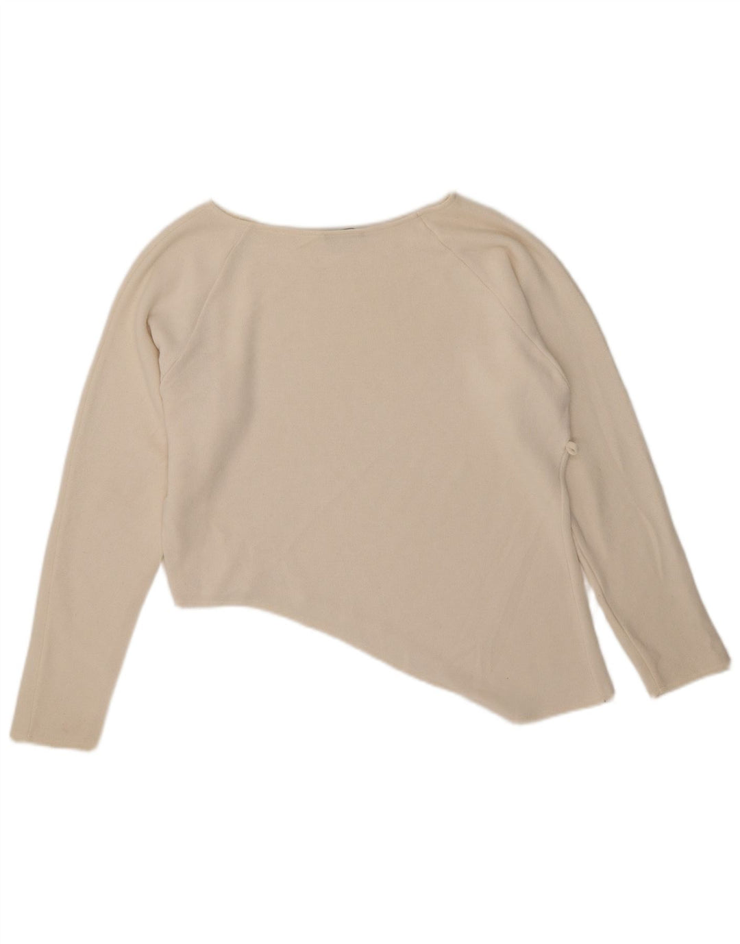 Zara Womens Top asymétrique surdimensionné à manches longues UK 10 Small Off White
