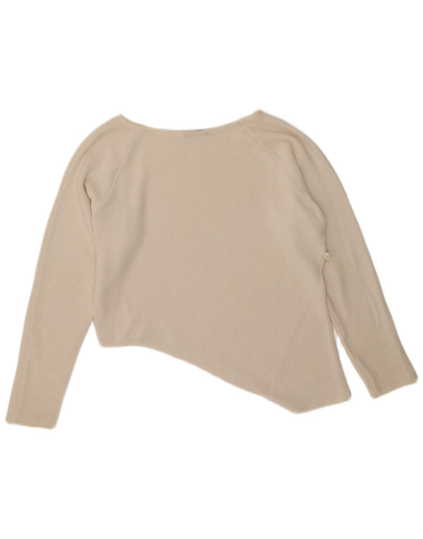 Zara Womens Top asymétrique surdimensionné à manches longues UK 10 Small Off White