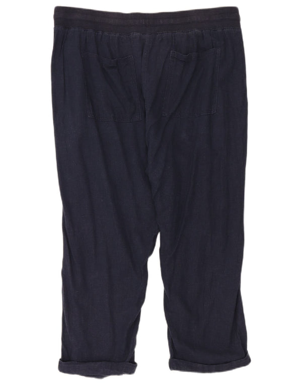 M&Co Pantalon court pour femme UK 18 XL W38 L24 Bleu marine Lin