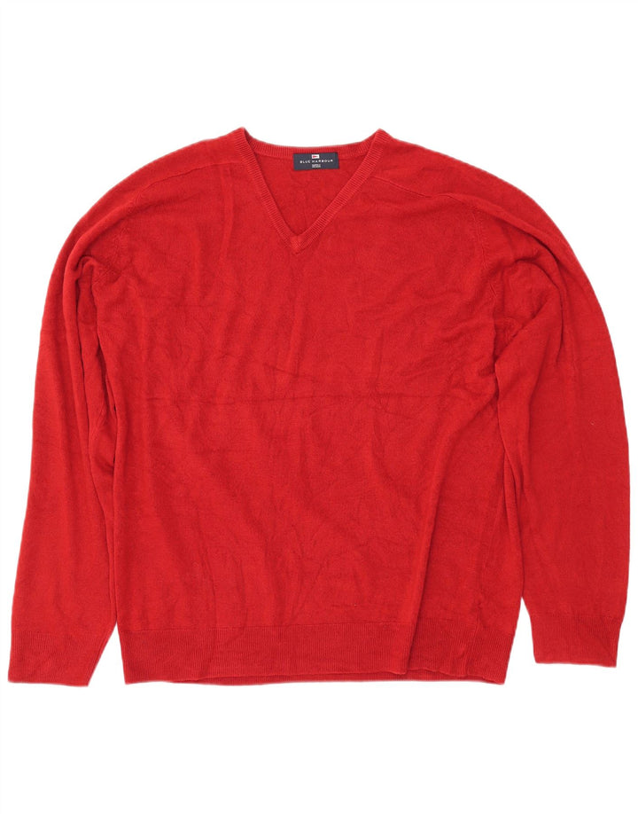 MARKS & SPENCER Pull à col en V Blue Harbor pour hommes, grand rouge, acrylique