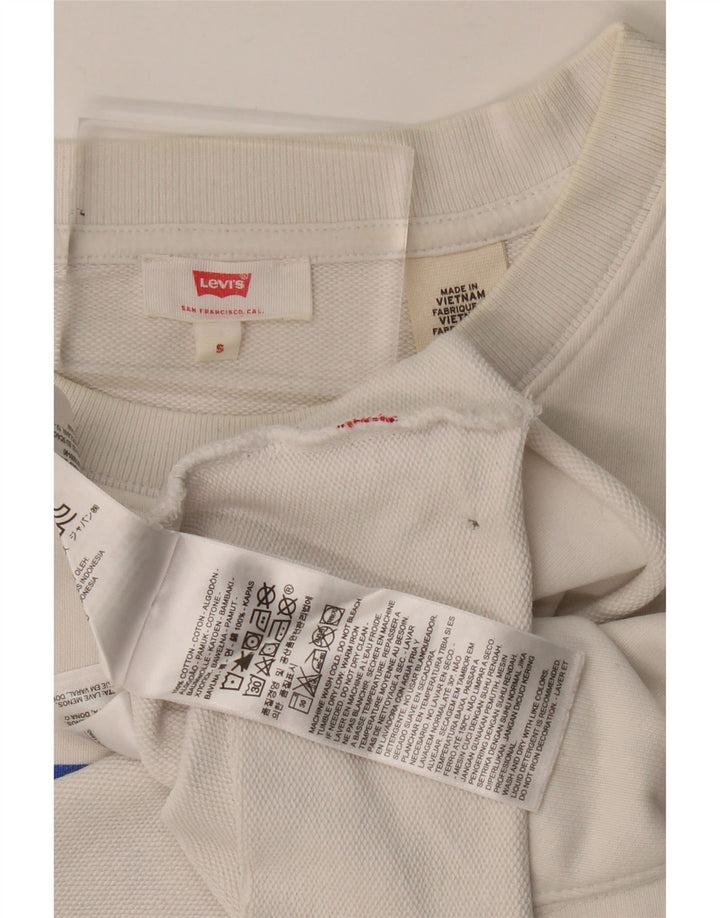 Levi's Sweat-shirt court surdimensionné pour femme UK 10 Petit Blanc