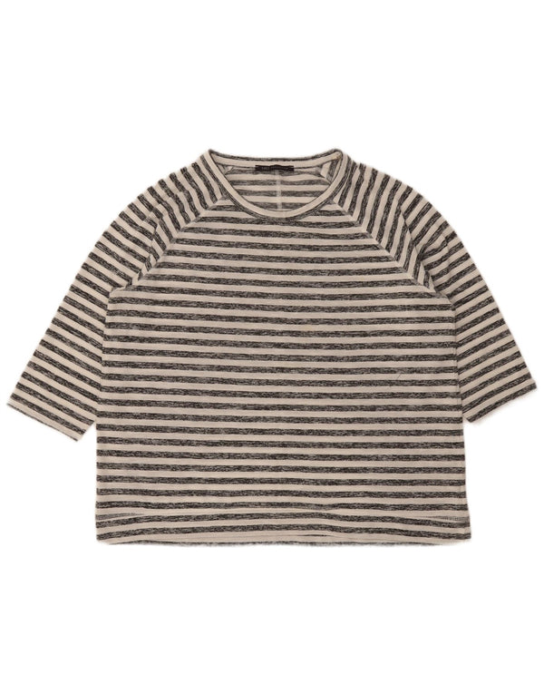 Marks & Spencer Haut à manches 3/4 pour femme UK 16 Large Blanc Rayé