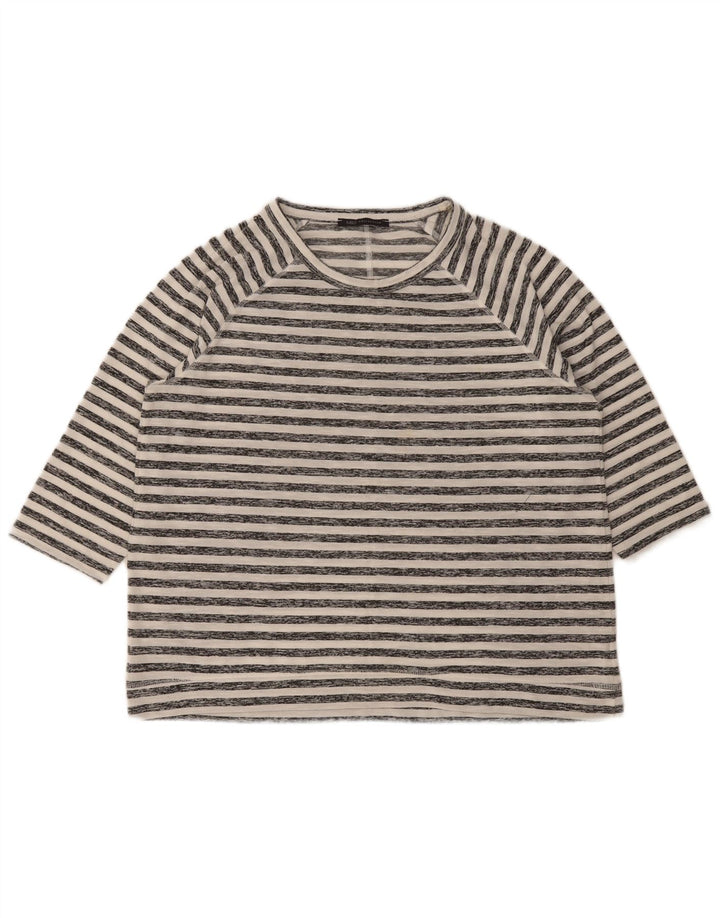 Marks & Spencer Haut à manches 3/4 pour femme UK 16 Large Blanc Rayé