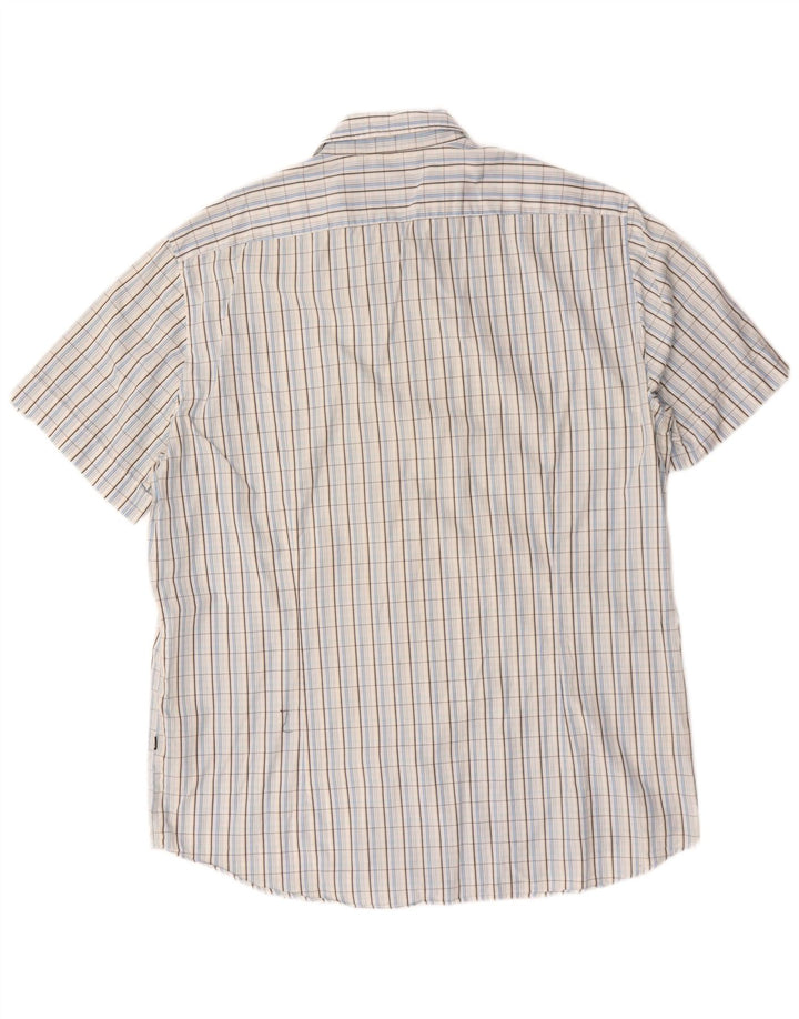 Hugo Boss Chemise à manches courtes XL en coton à carreaux bleu
