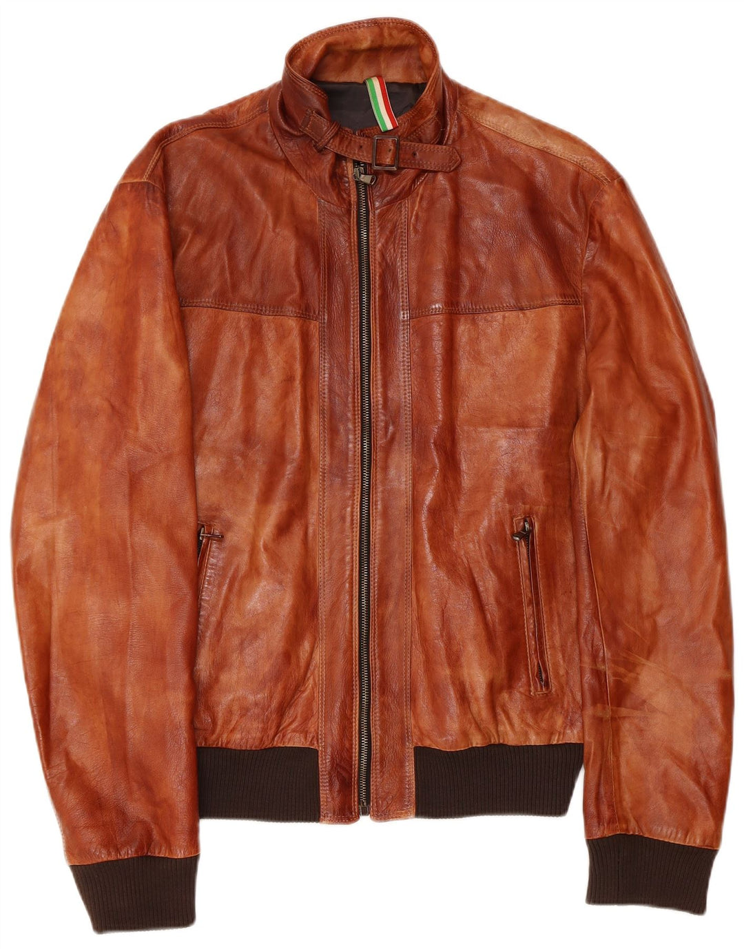 veste en cuir homme vintage UK 38 Viscose marron moyen