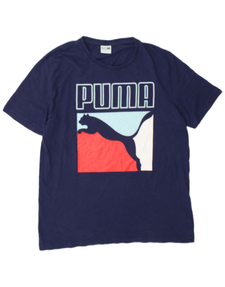 Puma T-shirt graphique pour hommes, grand, bleu marine, coton