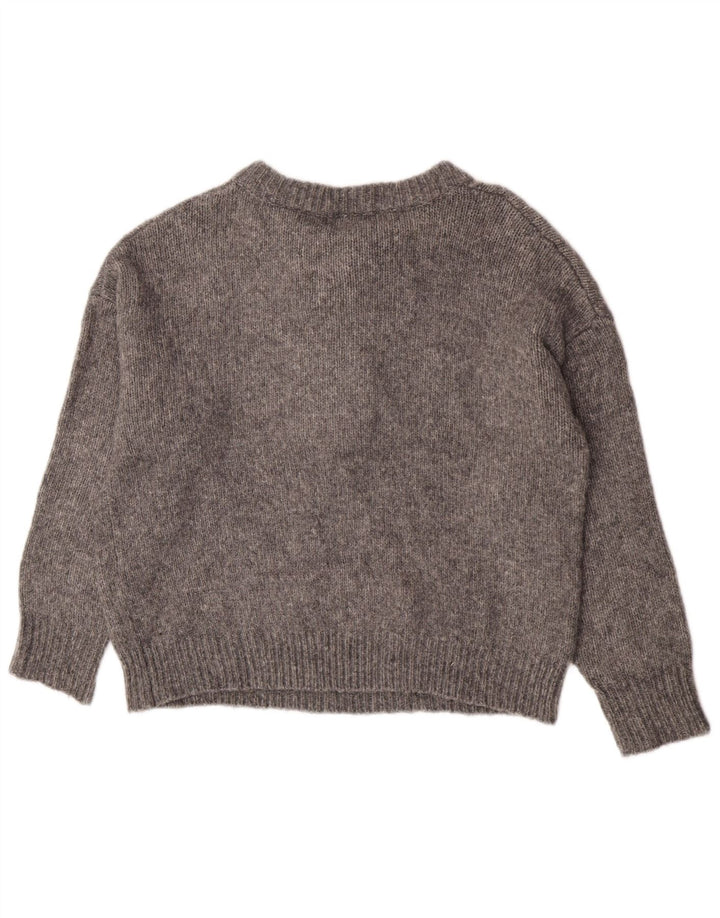 Zara Pull surdimensionné à col rond pour femme UK 14 Gris moyen
