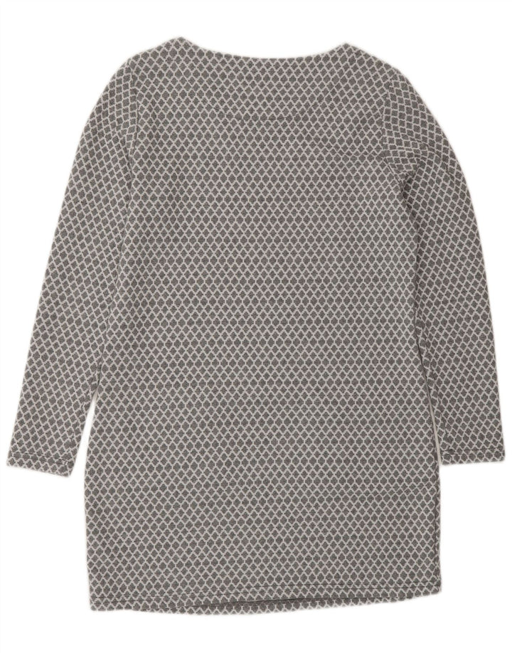 Joules Robe basique à manches longues pour femme UK 10 Petit gris géométrique en coton