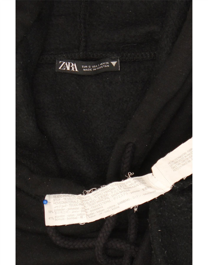 Zara Pull à capuche surdimensionné pour femme UK 10 Petit Noir Polyester