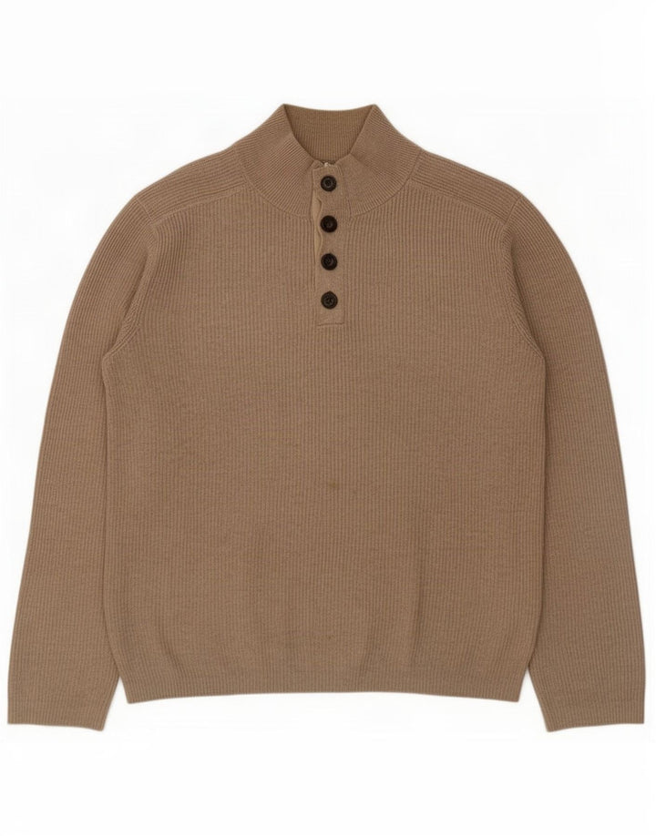 Gap Pull Col Boutonné Homme Coton Beige Moyen