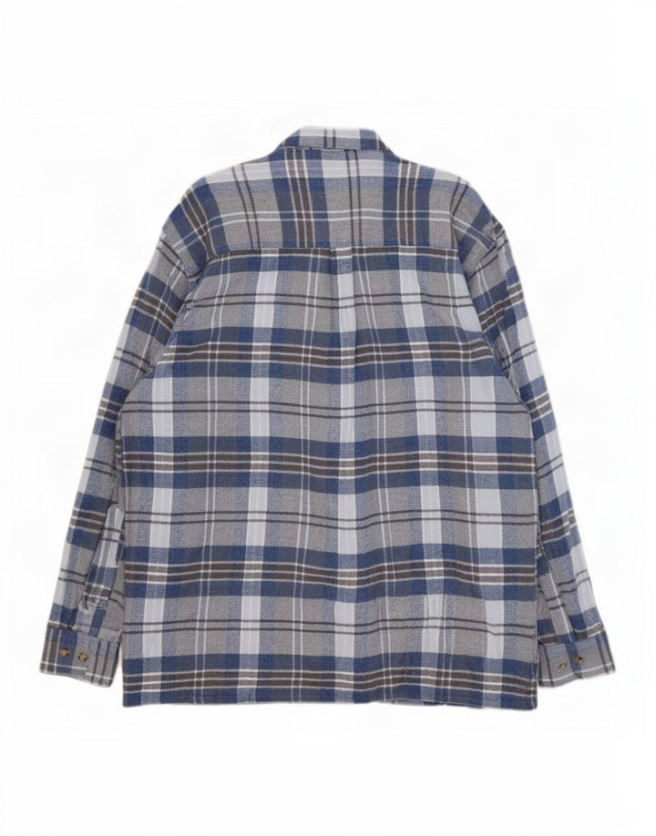 Fellini Chemise en flanelle pour homme 2XL Bleu à carreaux en coton