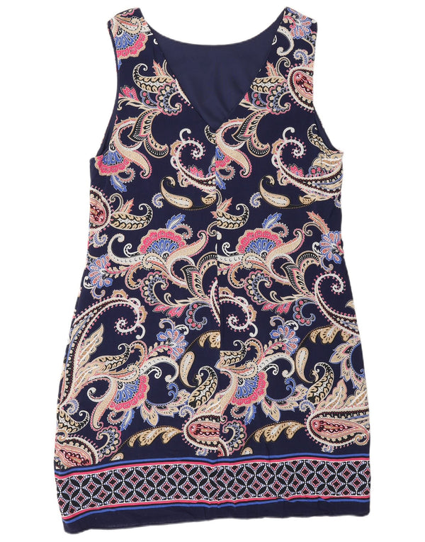 Robe fourreau sans manches pour femme Wallis UK 14 Bleu marine moyen Paisley