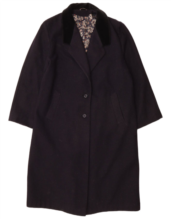 vintage Femme Manteau surdimensionné UK 14 Bleu Marine Moyen
