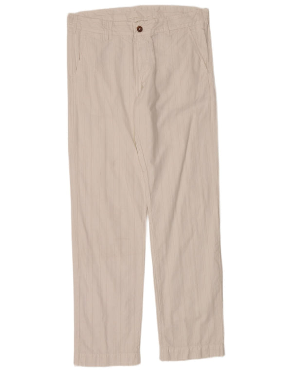 Marlboro Classics Pantalon Chino Droit Homme W36 L34 Coton Rayé Blanc